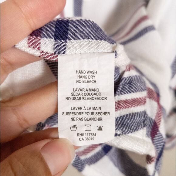 RAILS Maddox Dolman Sleeve Top White Red Blue Plaid Button Front Women's XS - Picture 7 of 7